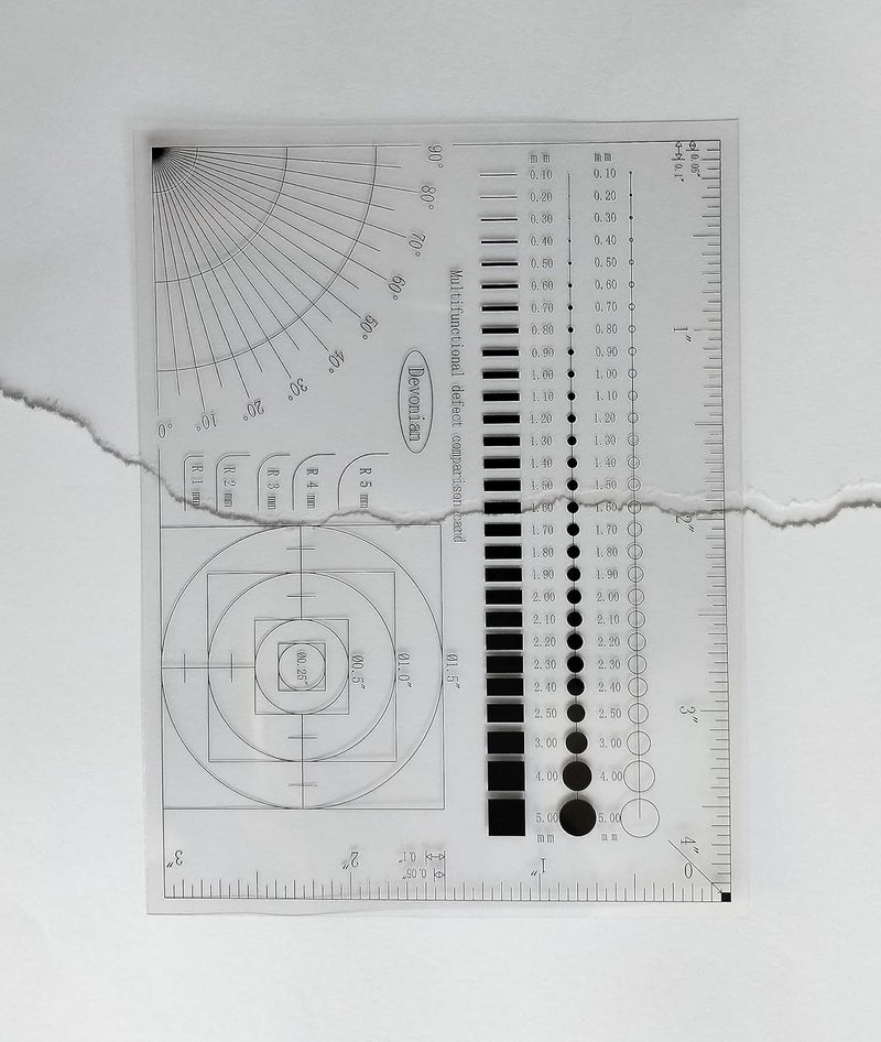 Devonian Multi-Function Inspection Gauge - Crack/Scratch/Angle Measurement Tool for Surface Defects & Size Comparison | Dual-Sided Laminated Wear-Resistant Ruler, 5PCS - Image 3